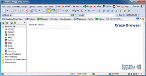 โปรแกรมเล่นอินเตอร์เน็ต Crazy Browser