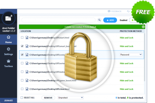 ดาวน์โหลดโปรแกรม Anvi Folder Locker
