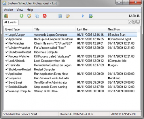 โปรแกรมตั้งเวลา System Scheduler โปรแกรมตั้งเวลา System Scheduler