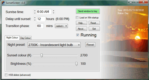 โปรแกรมเปลี่ยนแสงหน้าจอ SunsetScreen