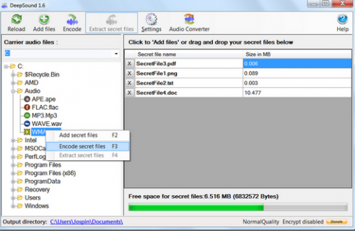 โปรแกรมซ่อนไฟล์ เข้ารหัสไฟล์ DeepSound