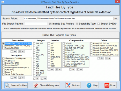 โปรแกรมค้นหาไฟล์ PCFerret