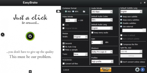 โปรแกรมแปลงไฟล์วิดีโอ EasyBrake โปรแกรมแปลงไฟล์วิดีโอ EasyBrake