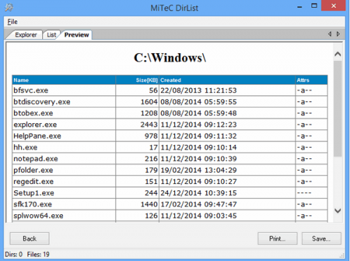 โปรแกรมดูไฟล์ DirList