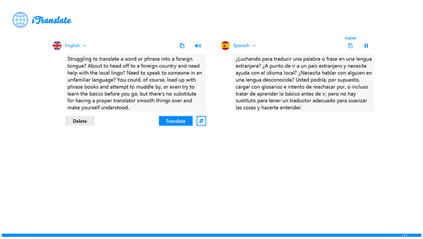โปรแกรมแปลภาษา iTranslate