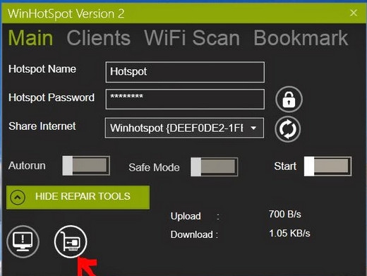 โปรแกรมแชร์อินเตอร์เน็ต Winhotspot WiFi Router