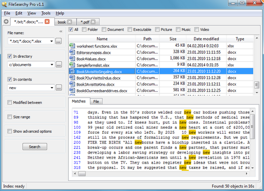 โปรแกรมค้นหาไฟล์ หาข้อมูล FileSearchy โปรแกรมค้นหาไฟล์ หาข้อมูล FileSearchy