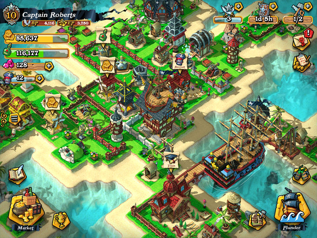 Plunder Pirates (App เกมส์โจรสลัดสร้างเกาะ ถล่มเมือง) : 