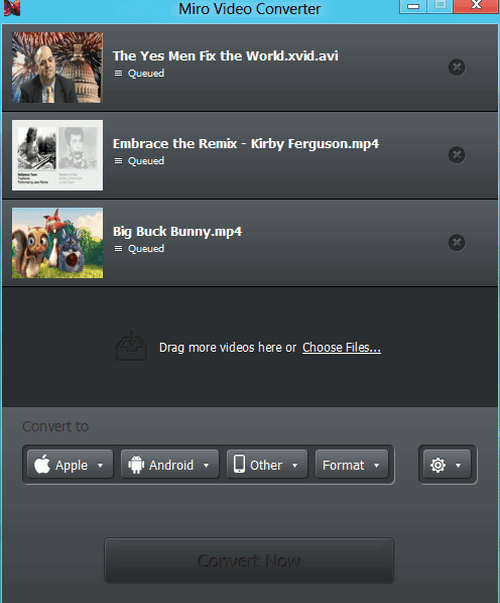 โปรแกรมแปลงไฟล์วิดีโอ Miro Video Converter