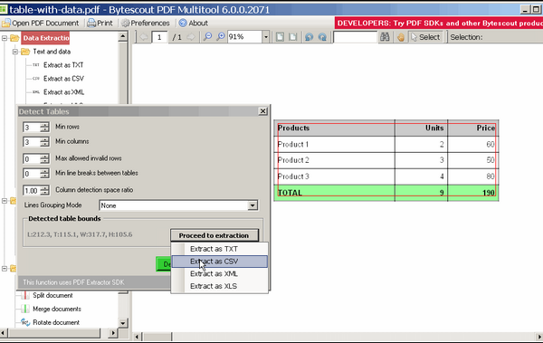 โปรแกรมแปลงไฟล์พีดีเอฟ ByteScout PDF Multitool Utility