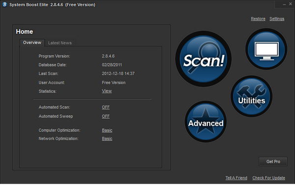 โปรแกรมทำความสะอาดเครื่อง System Boost Elite