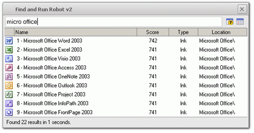 โปรแกรมค้นหาไฟล์ Find and Run Robot