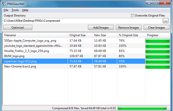 โปรแกรมบีบอัดไฟล์รูปภาพ PNGGauntlet โปรแกรมบีบอัดไฟล์รูปภาพ PNGGauntlet