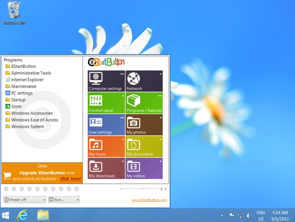 โปรแกรมปรับแต่งหน้าสตาร์ทเมนู 8StartButton โปรแกรมปรับแต่งหน้าสตาร์ทเมนู 8StartButton