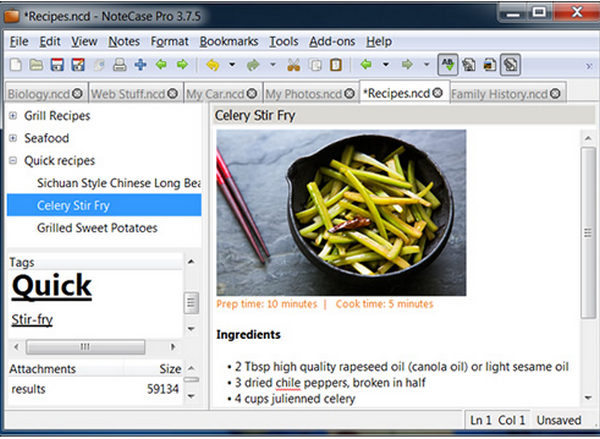 โปรแกรมสมุดบันทึก NoteCase Pro