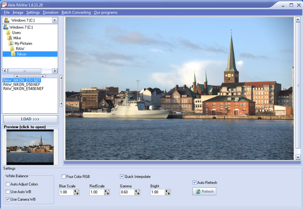 โปรแกรมดูรูปภาพนามสกุล RAW ไฟล์ ABLE RAWer