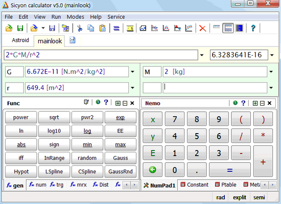 โปรแกรมเครื่องคิดเลขวิทยาศาสตร์ Sicyon Calculator