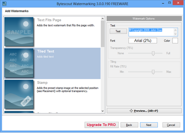 โปรแกรมใส่ลายน้ำ Bytescout Watermarking