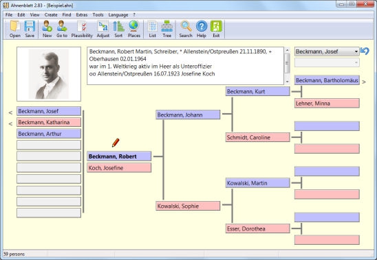โปรแกรมสร้างแผนผังวงศ์ตระกูล Ahnenblatt โปรแกรมสร้างแผนผังวงศ์ตระกูล Ahnenblatt