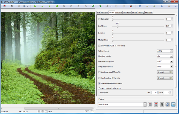 โปรแกรมแต่งรูป รีทัชรูปภาพ GTKRawGallery 