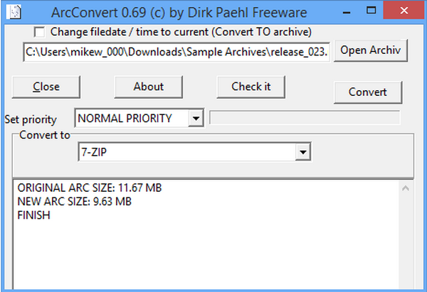 โปรแกรมบีบอัดไฟล์ ArcConvert โปรแกรมบีบอัดไฟล์ ArcConvert