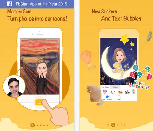 App แต่งรูป การ์ตูนล้อเลียน MomentCam