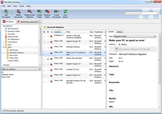 โปรแกรมบริหารจัดการไฟล์พีดีเอฟ Mendeley Desktop