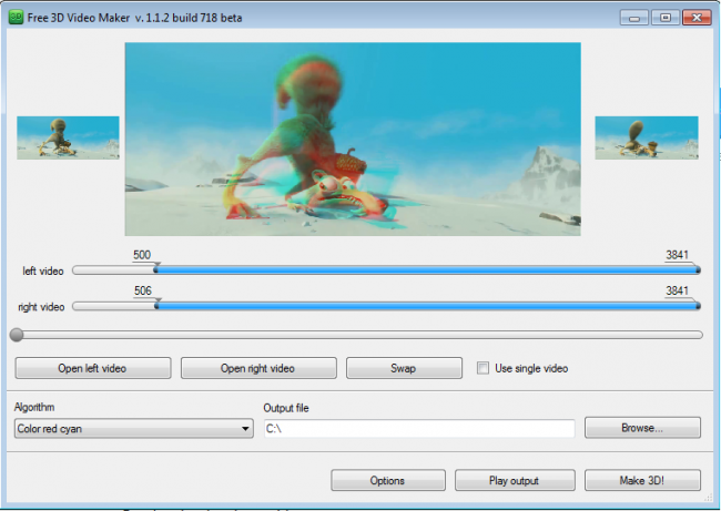 โปรแกรมสร้างไฟล์วิดีโอสามมิติ Free 3D Video Maker