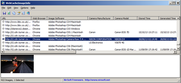 โปรแกรมดูแคชรูปภาพ WebCacheImageInfo โปรแกรมดูแคชรูปภาพ WebCacheImageInfo