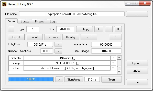 โปรแกรมดูรายละเอียดไฟล์ Detect It Easy โปรแกรมดูรายละเอียดไฟล์ Detect It Easy