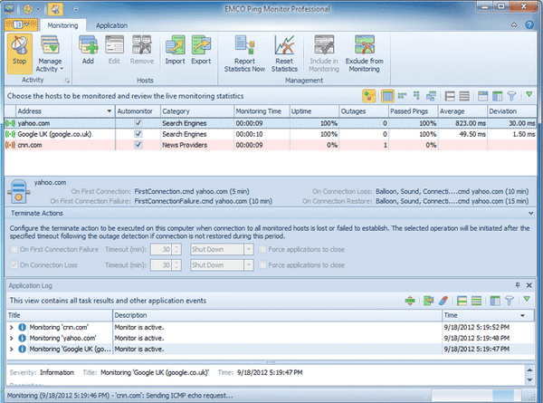 EMCO Ping Monitor (โปรแกรม Ping Monitor ทดสอบปิง ดูความเร็วเน็ตเวิร์ค) : 