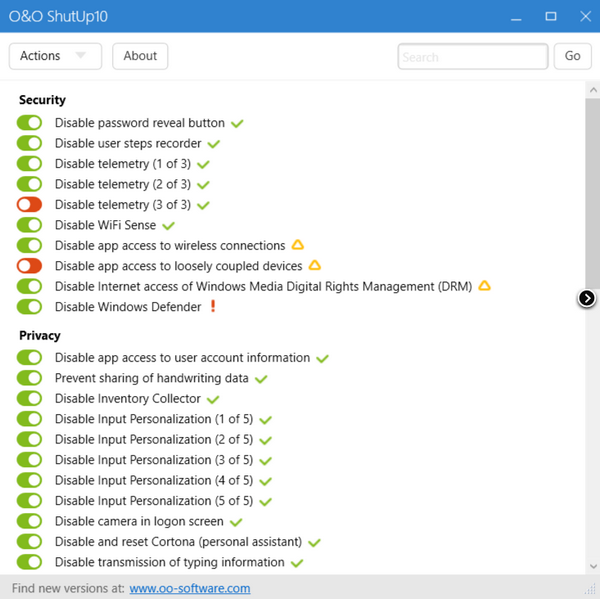 ดาวน์โหลดโปรแกรม O and O ShutUp10
