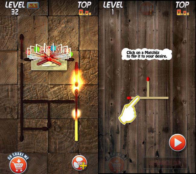 App เกมส์ย้ายก้านไม้ขีดไฟ Matchiiz