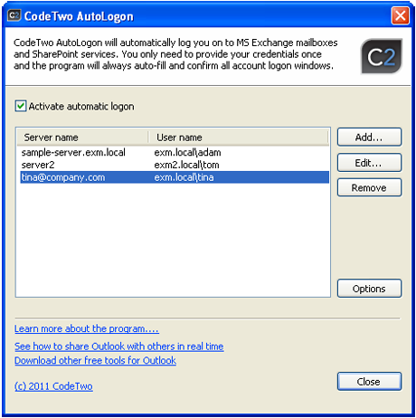 โปรแกรม Login อัตโนมัติ CodeTwo AutoLogon โปรแกรม Login อัตโนมัติ CodeTwo AutoLogon