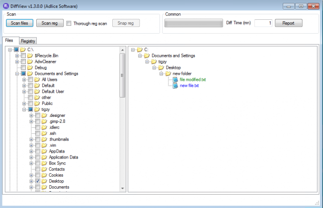 โปรแกรมตรวจสอบค่า Registry และไฟล์ระบบข้อมูลในคอมพิวเตอร์ DiffView