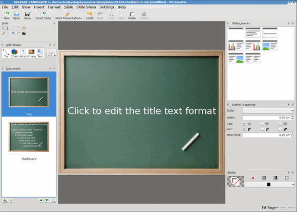 โปรแกรมนำเสนองาน Calligra Stage โปรแกรมนำเสนองาน Calligra Stage