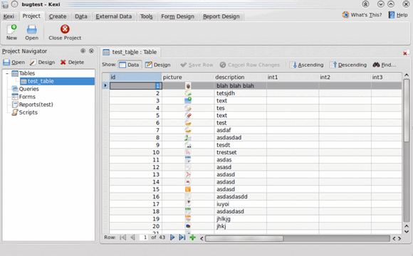 โปรแกรมจัดการฐานข้อมูล Calligra Kexi โปรแกรมจัดการฐานข้อมูล Calligra Kexi