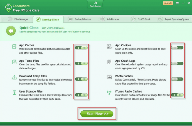 โปรแกรมเพิ่มประสิทธิภาพไอโฟน Tenorshare Free iPhone Care
