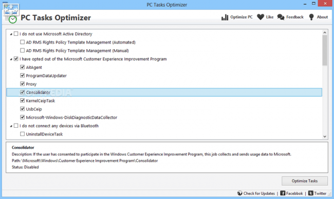 โปรแกรมเปิด Task ปิด Task ที่ไม่จำเป็น PC Tasks Optimizer โปรแกรมเปิด Task ปิด Task ที่ไม่จำเป็น PC Tasks Optimizer