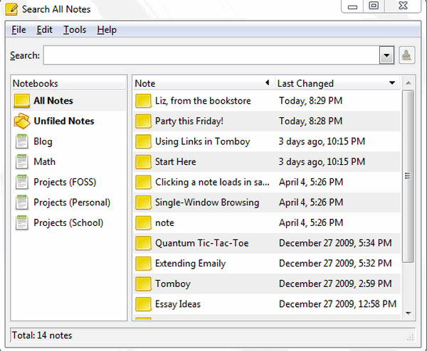 โปรแกรมจดโน้ตบันทึกข้อความ Tomboy โปรแกรมจดโน้ตบันทึกข้อความ Tomboy