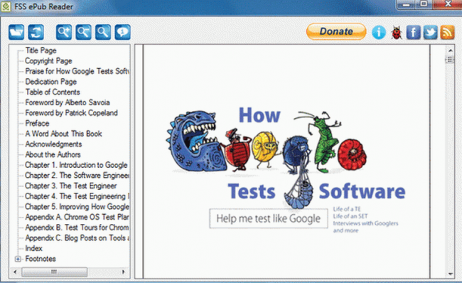 โปรแกรมเปิดไฟล์หนังสือดิจิตอล FSS ePub Reader