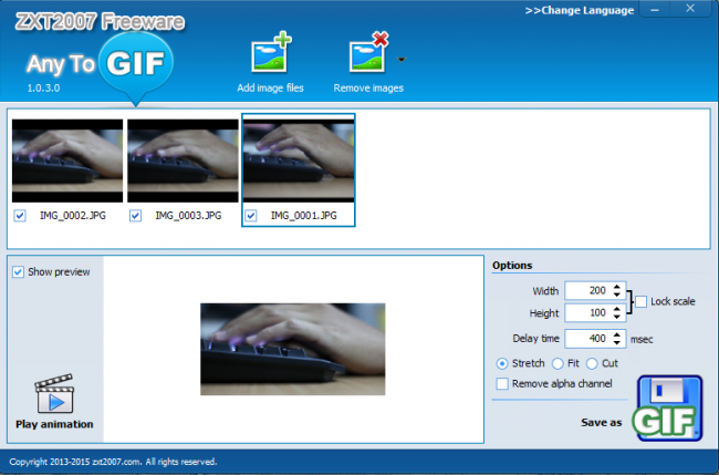 โปรแกรมสร้างภาพเคลื่อนไหว GIF Any to GIF