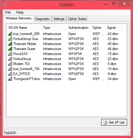 โปรแกรมดูสัญญาณไวไฟ TekWiFi 