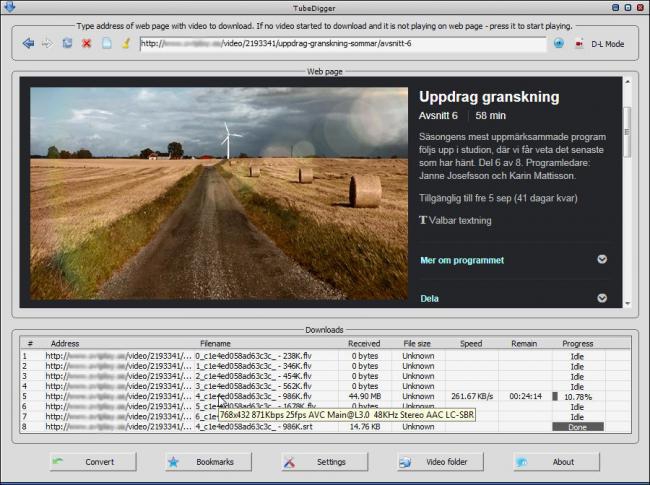 โปรแกรมโหลดวิดีโอ TubeDigger