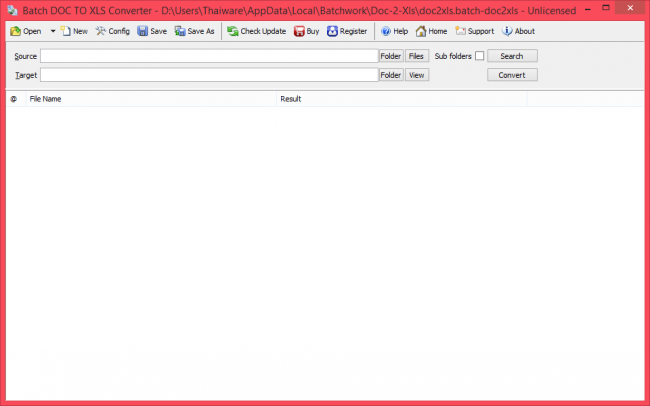 โปรแกรมแปลงไฟล์ Batch DOC TO XLS Converter