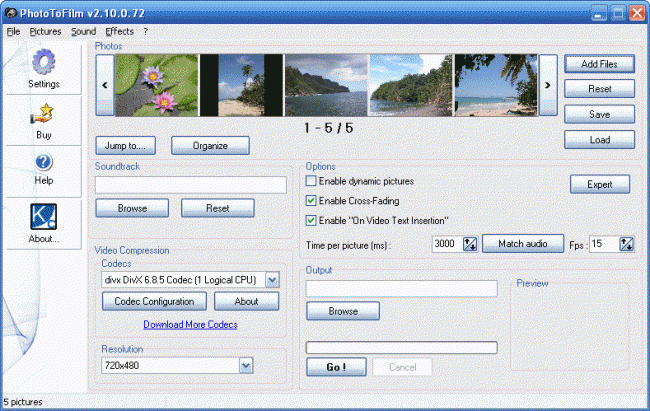 โปรแกรมตัดต่อวิดีโอ PhotoToFilm