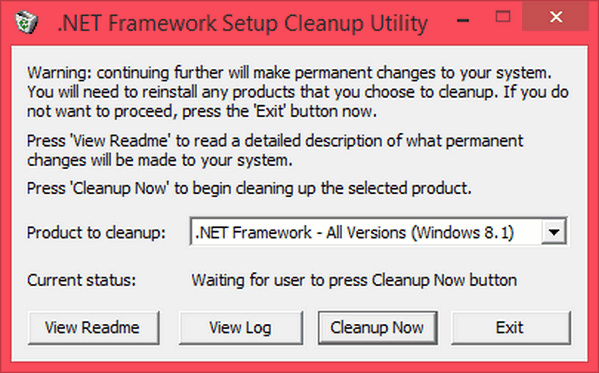 โปรแกรมถอนการติดตั้ง .NET Framework Cleanup Tool