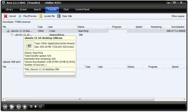 Ares (โปรแกรม Ares แชร์ไฟล์ ดาวน์โหลดไฟล์สไตล์ P2P) : 