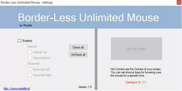 โปรแกรมปรับแต่งเมาส์ Border-Less Unlimited Mouse โปรแกรมปรับแต่งเมาส์ Border-Less Unlimited Mouse
