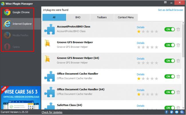โปรแกรมจัดการปลั๊กอิน Wise Plugin Manager โปรแกรมจัดการปลั๊กอิน Wise Plugin Manager